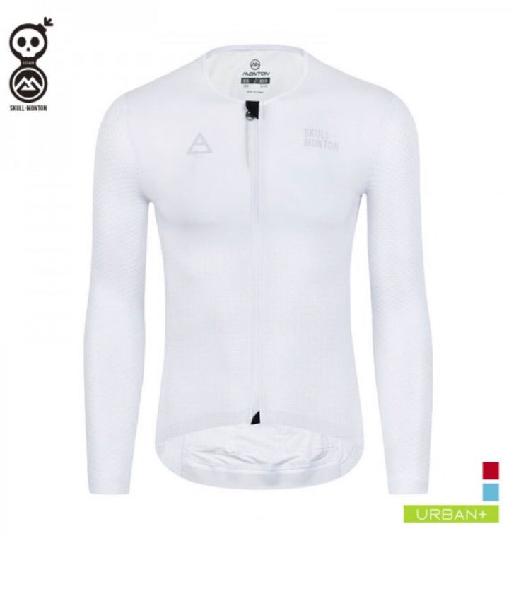 White Long Sleeve Summer Jersey Cycling Mens